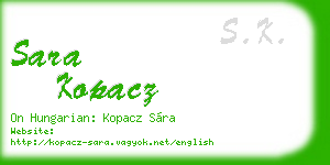 sara kopacz business card